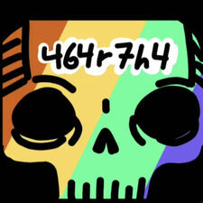 Rainbow skull with the word: 464r7h4.